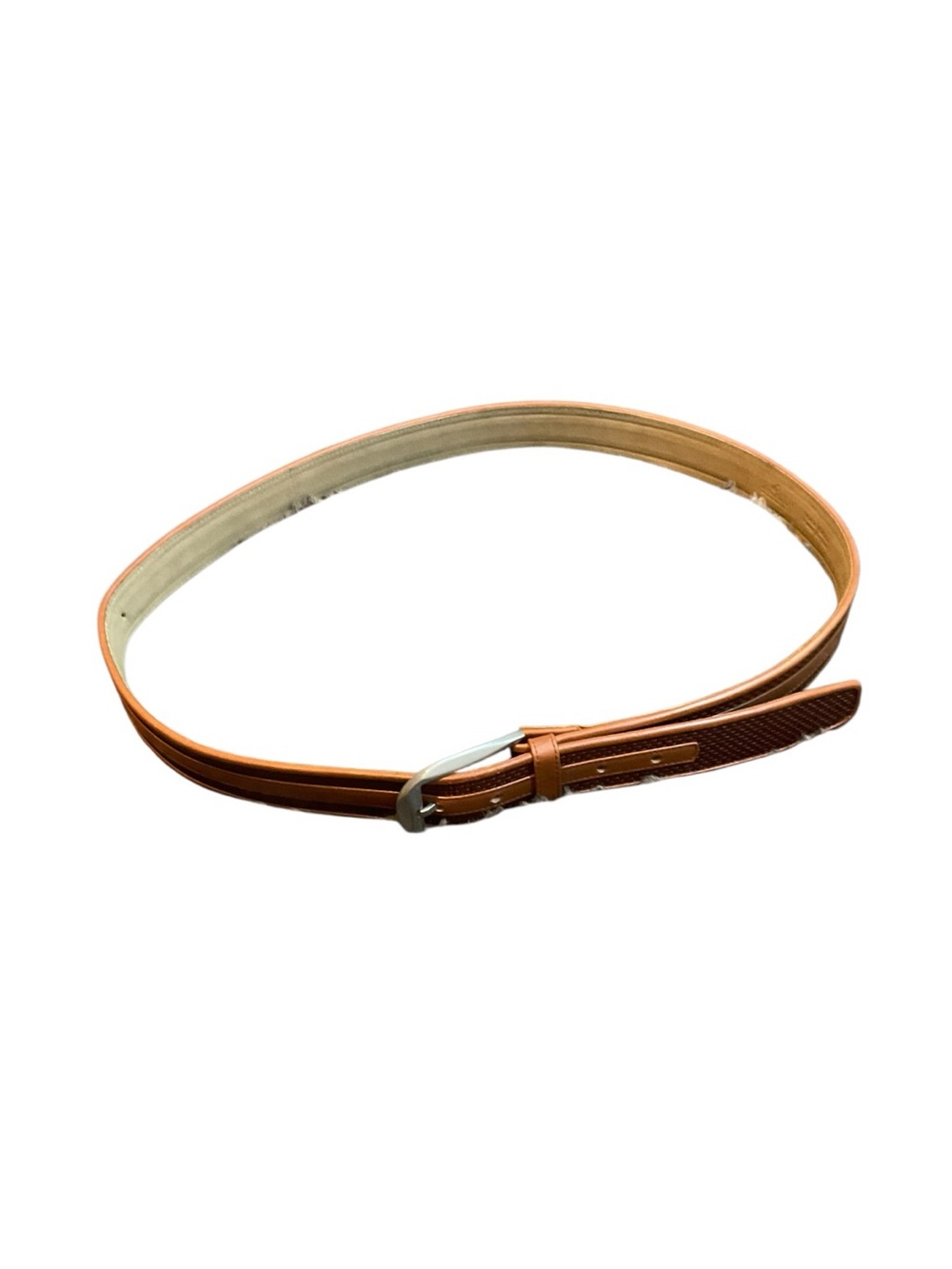 Jean Pierre Beige Leather Belt with Orange Trim